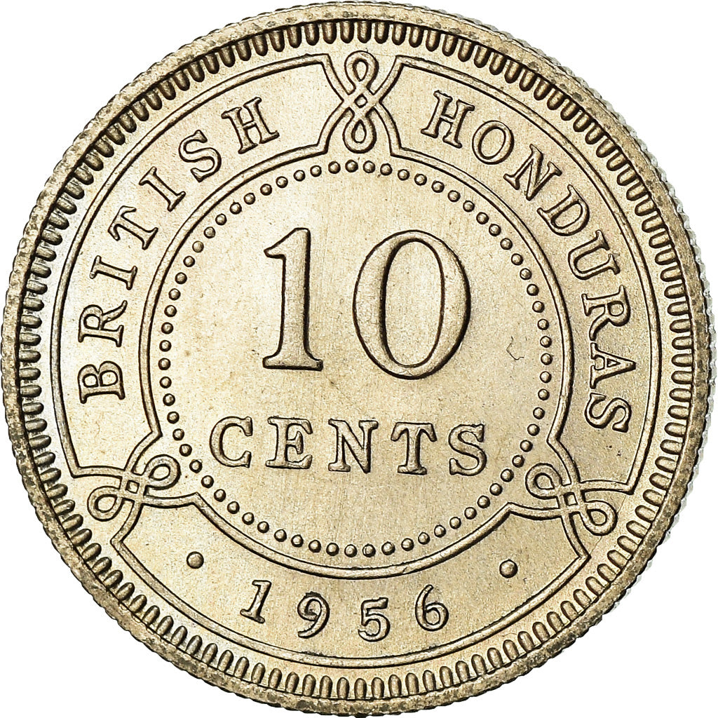Coin, British Honduras, Elizabeth II, 10 Cents, 1956, EF(40-45), Copper-nickel