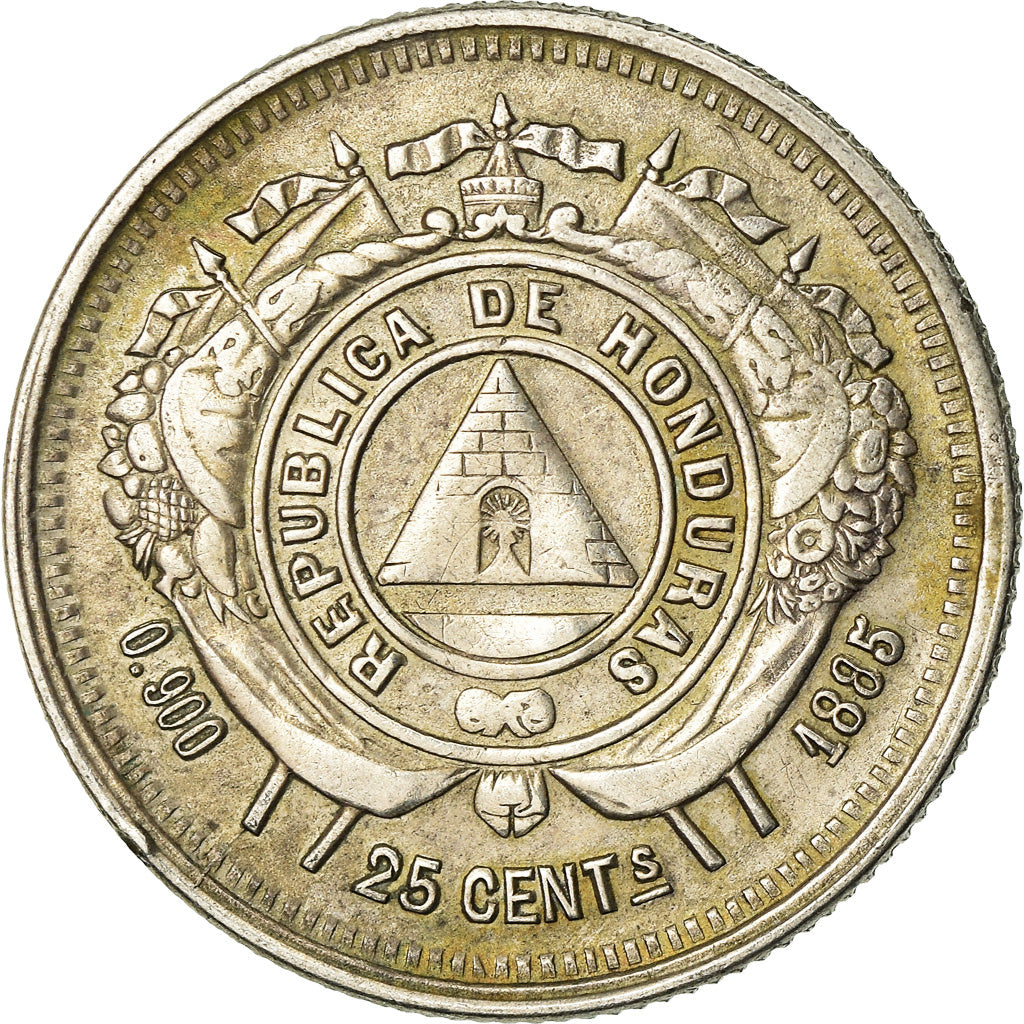Coin, Honduras, 25 Centavos, 1885, EF(40-45), Silver, KM:50