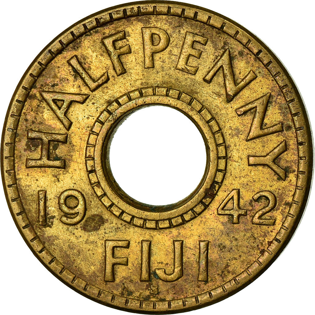 Monnaie, Fiji, George VI, 1/2 Penny, 1942, TTB, Laiton, KM:14A