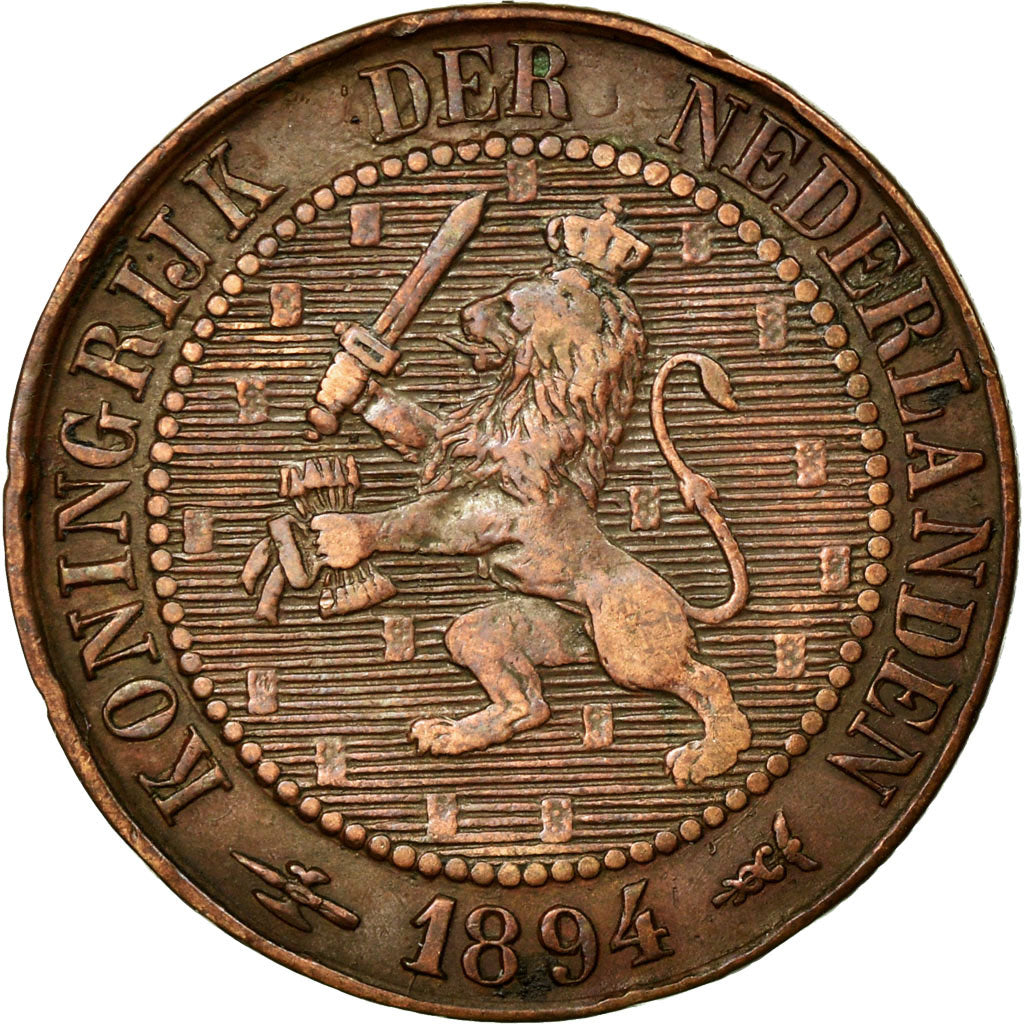 Coin, Netherlands, Wilhelmina I, 2-1/2 Cent, 1894, EF(40-45), Bronze, KM:108.2