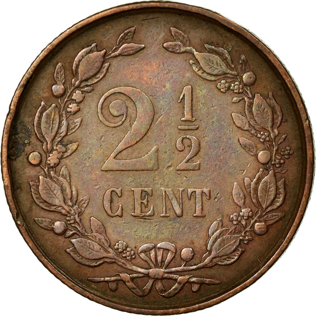Coin, Netherlands, Wilhelmina I, 2-1/2 Cent, 1894, EF(40-45), Bronze, KM:108.2