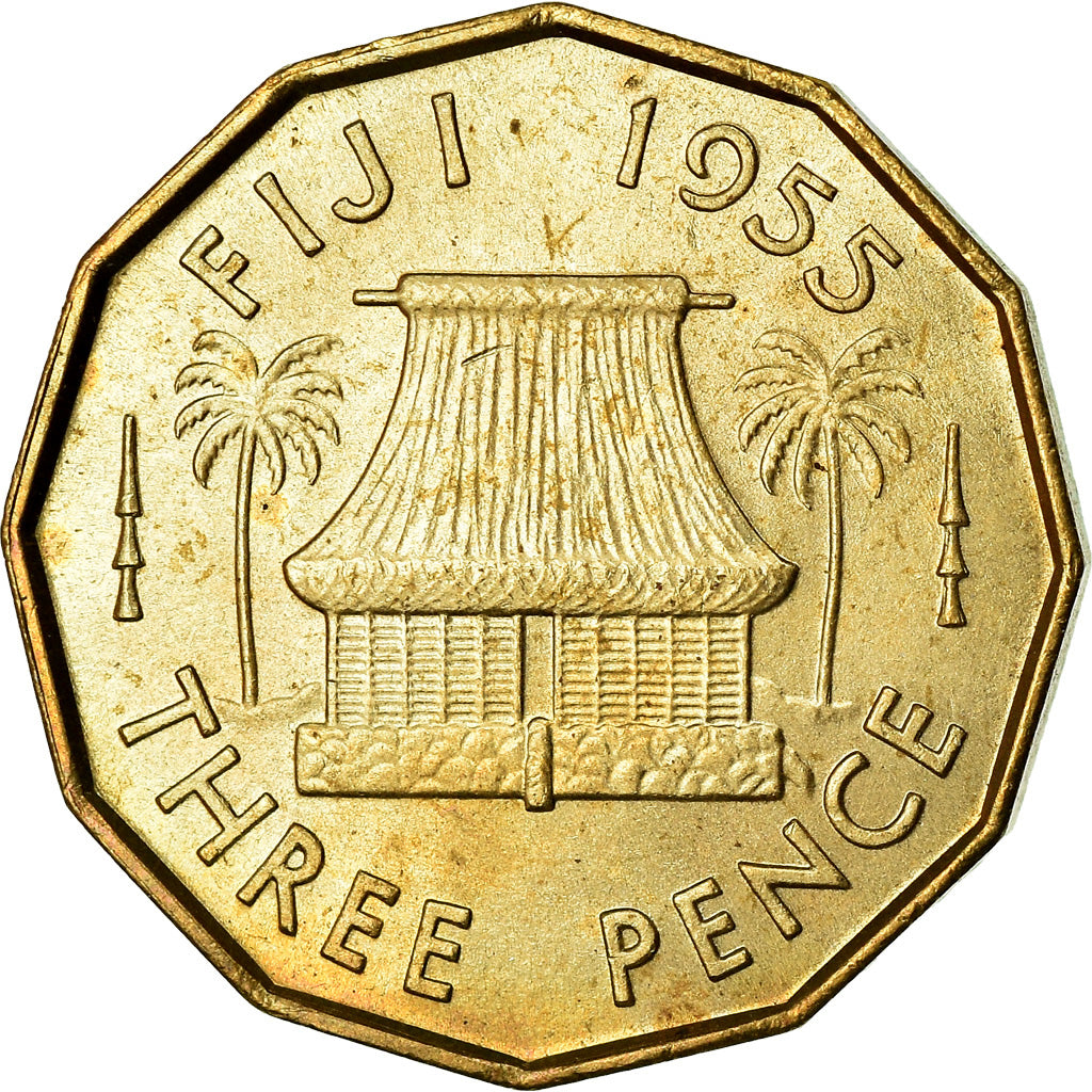 Moneda, Fiji, Elizabeth II, Threepence, 1955, EBC, Níquel - latón, KM:22