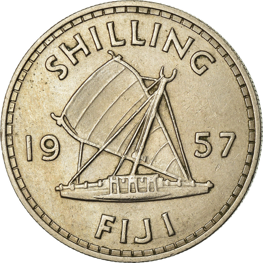 Coin, Fiji, Elizabeth II, Shilling, 1957, AU(55-58), Copper-nickel, KM:23