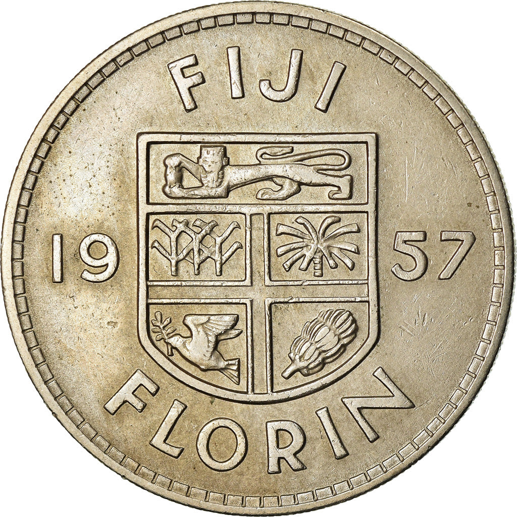 Munten, Fiji, Elizabeth II, Florin, 1957, PR, Copper-nickel, KM:24