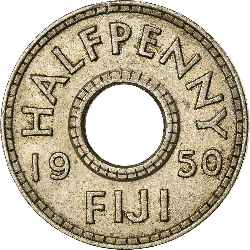 Coin, Fiji, George VI, 1/2 Penny, 1950, EF(40-45), Copper-nickel, KM:16