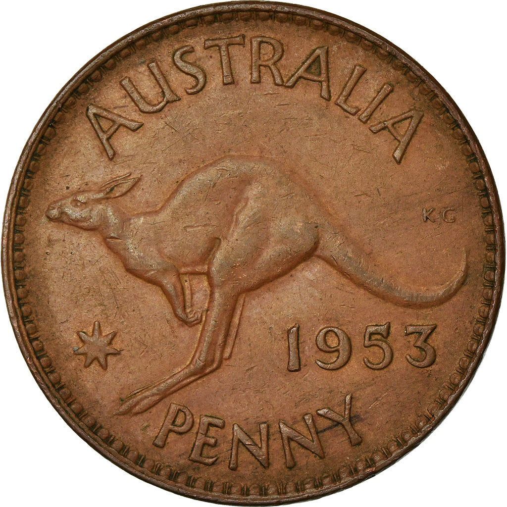 Monnaie, Australie, Elizabeth II, Penny, 1953, TTB, Bronze, KM:50