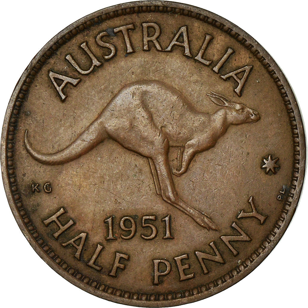 Coin, Australia, George VI, 1/2 Penny, 1951, EF(40-45), Bronze, KM:42