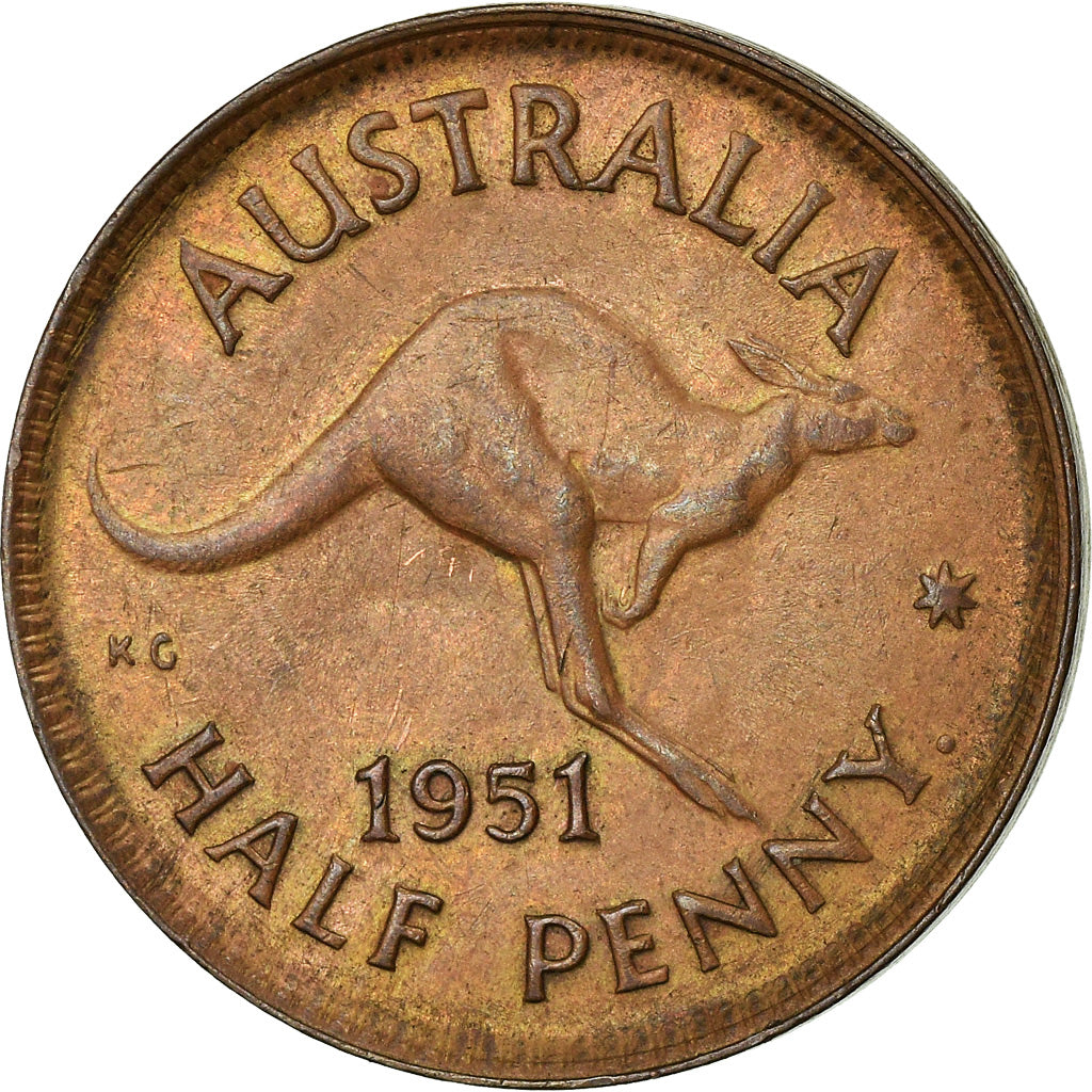 Coin, Australia, George VI, 1/2 Penny, 1951, EF(40-45), Bronze, KM:42