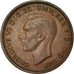 Moneda, Australia, George VI, 1/2 Penny, 1943, MBC, Bronce, KM:41