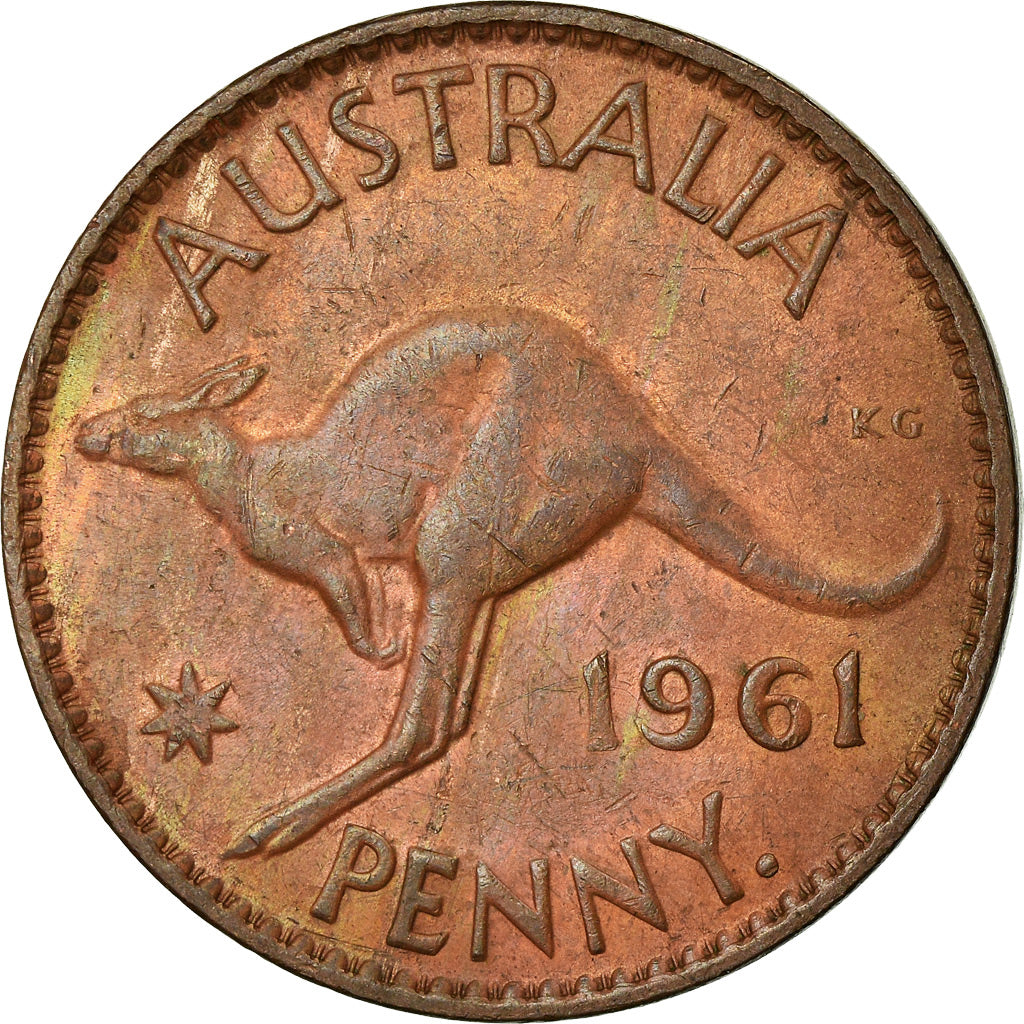 Coin, Australia, Elizabeth II, Penny, 1961-1971, EF(40-45), Bronze, KM:56