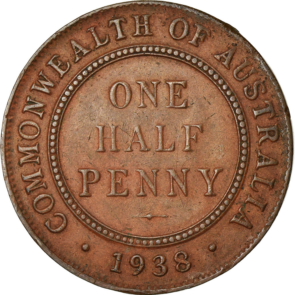 Monnaie, Australie, George VI, 1/2 Penny, 1938, Melbourne, TTB, Bronze, KM:35