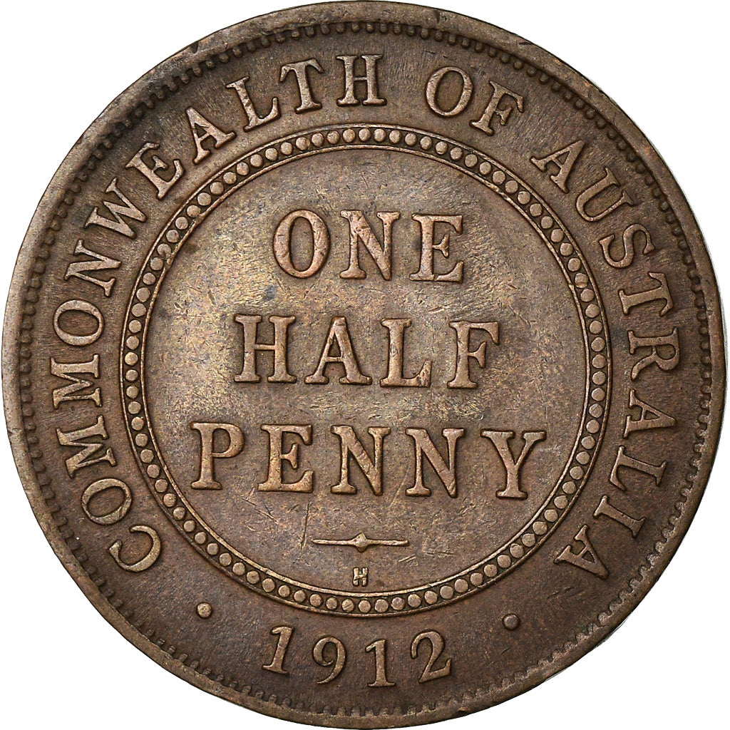 Coin, Australia, George V, 1/2 Penny, 1912, VF(30-35), Bronze, KM:22
