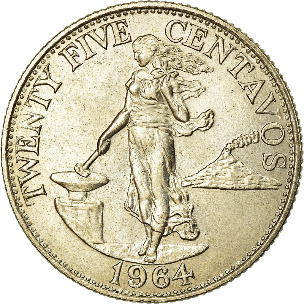Moneta, Filippine, 25 Centavos, 1964, SPL-, Rame-nichel-zinco, KM:189.1