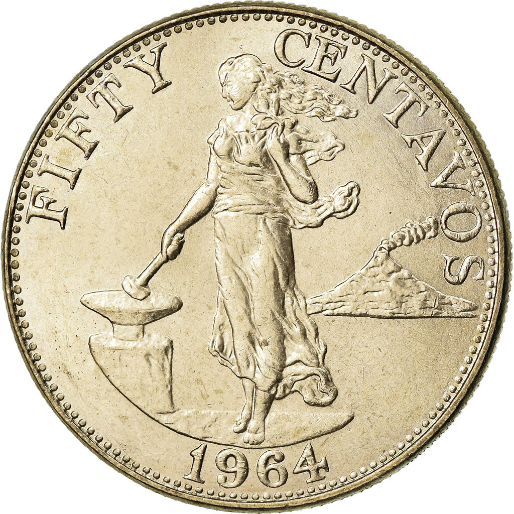 Coin, Philippines, 50 Centavos, 1964, AU(55-58), Copper-Nickel-Zinc, KM:190