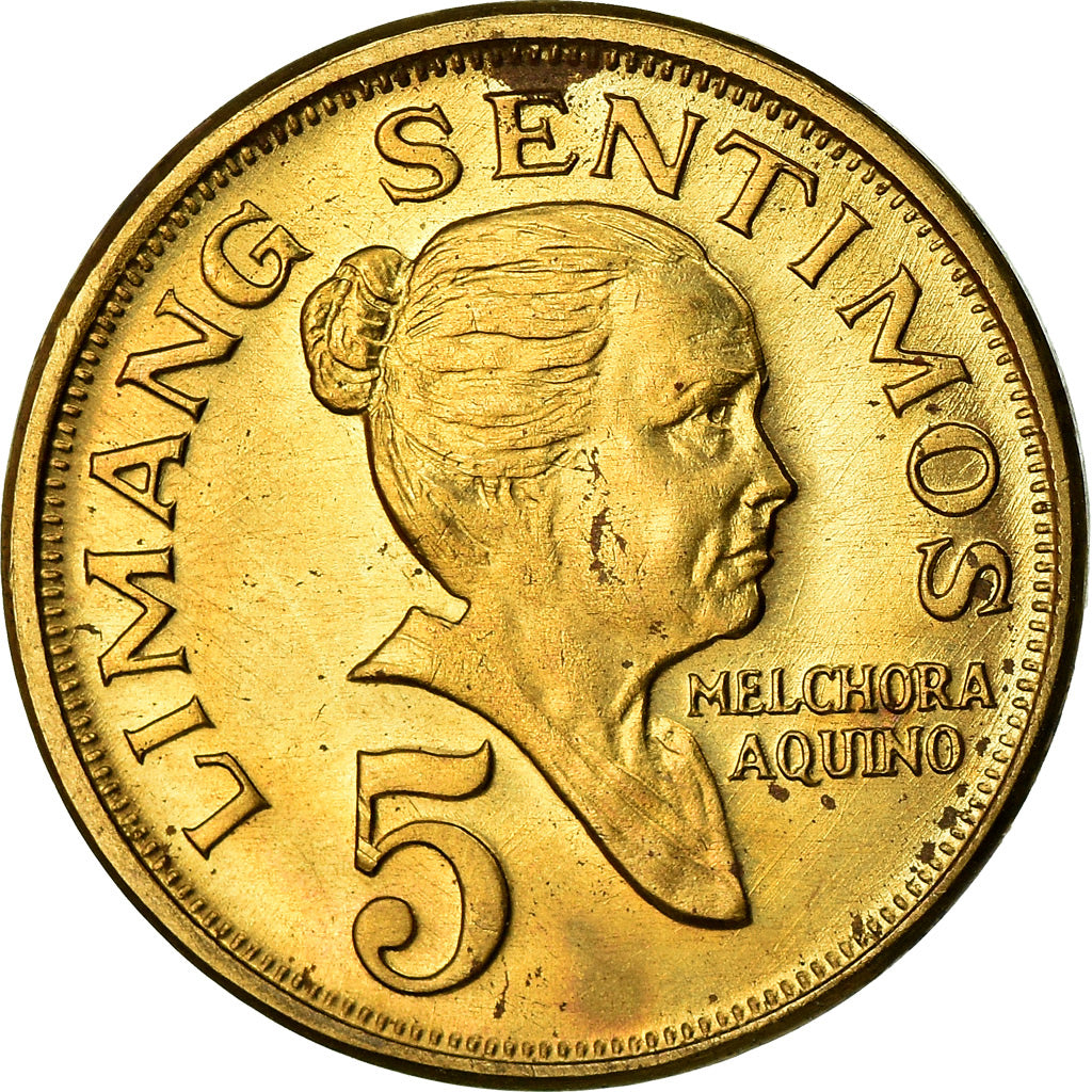 Coin, Philippines, 5 Sentimos, 1972, EF(40-45), Brass, KM:197