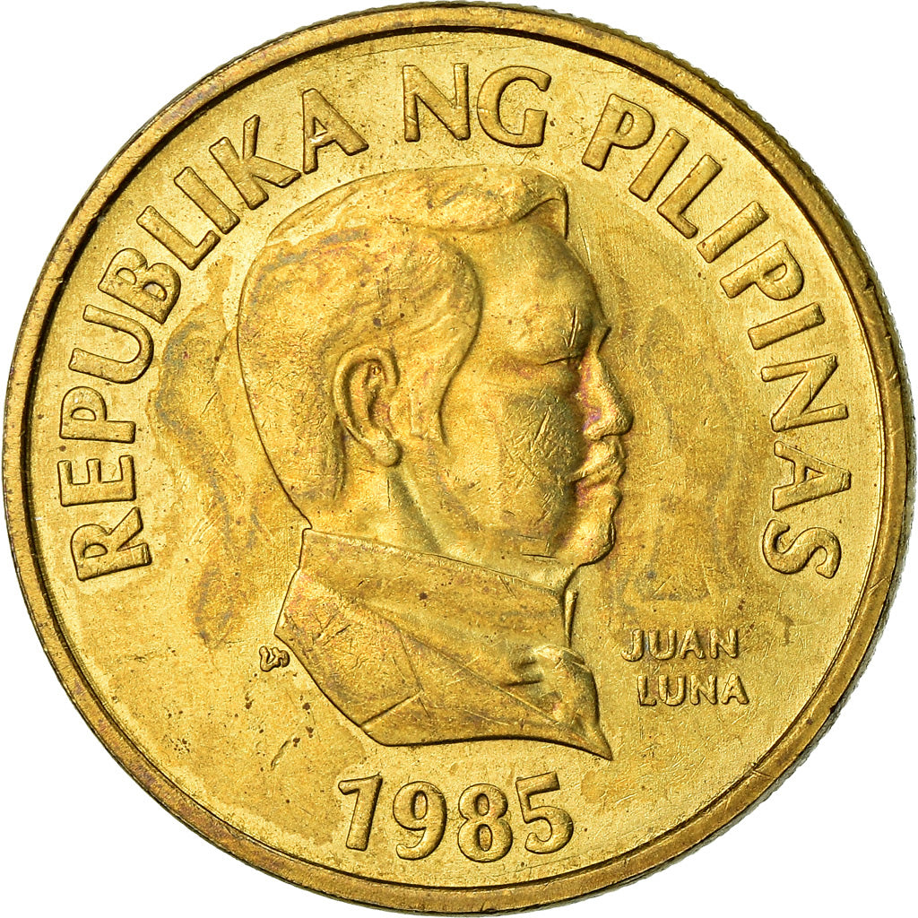 Coin, Philippines, 25 Sentimos, 1985, EF(40-45), Brass, KM:241.1