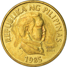 Coin, Philippines, 25 Sentimos, 1985, EF(40-45), Brass, KM:241.1