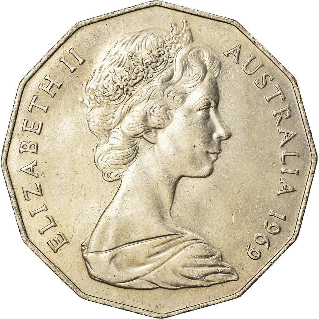 Coin, Australia, Elizabeth II, 50 Cents, 1969, AU(55-58), Copper-nickel, KM:68