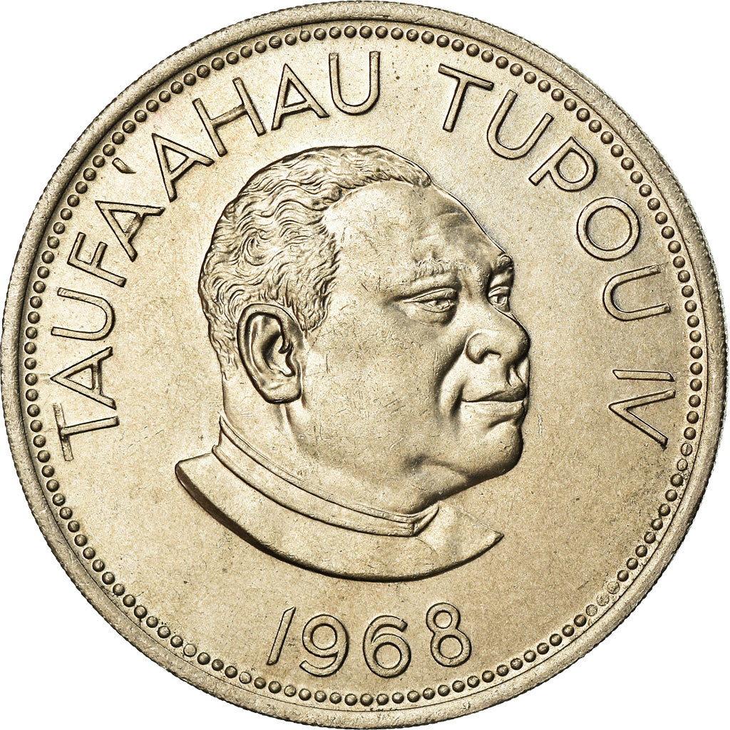 Moeda, Tonga, King Taufa'ahau Tupou IV, 50 Seniti, 1968, MS(63), Cobre-níquel