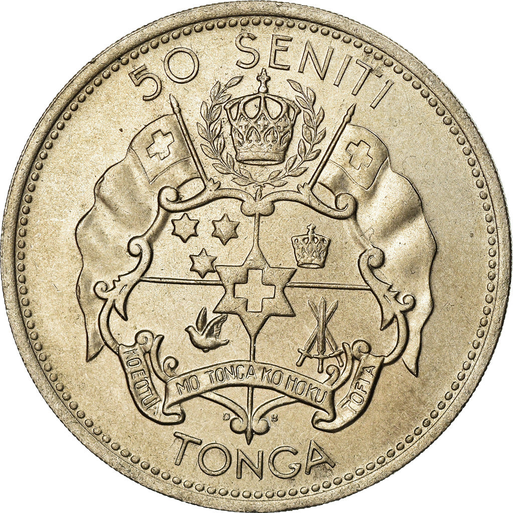 Moeda, Tonga, King Taufa'ahau Tupou IV, 50 Seniti, 1968, MS(63), Cobre-níquel
