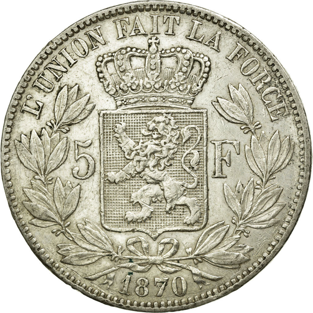 Coin, Belgium, Leopold II, 5 Francs, 5 Frank, 1870, AU(50-53), Silver, KM:24