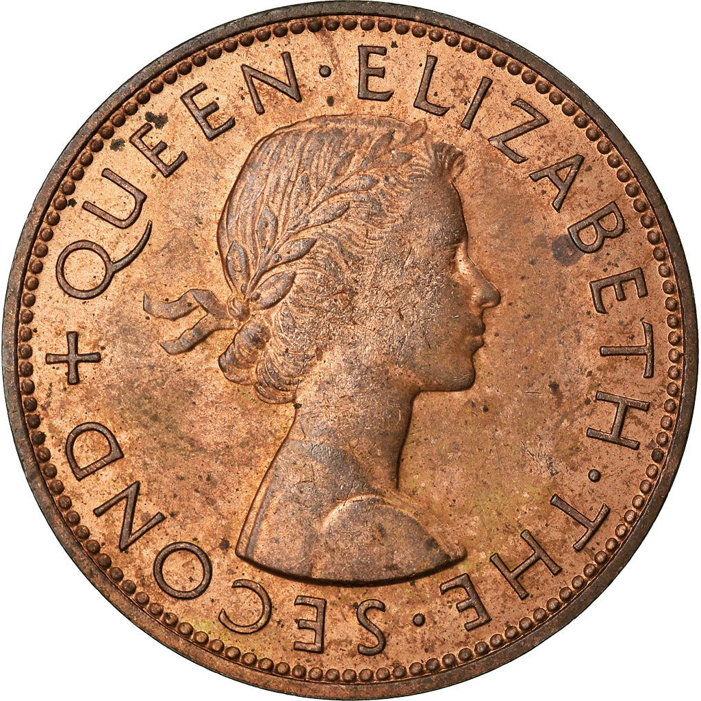 Munten, Nieuw Zeeland, Elizabeth II, Penny, 1958, ZF, Bronze, KM:24.2