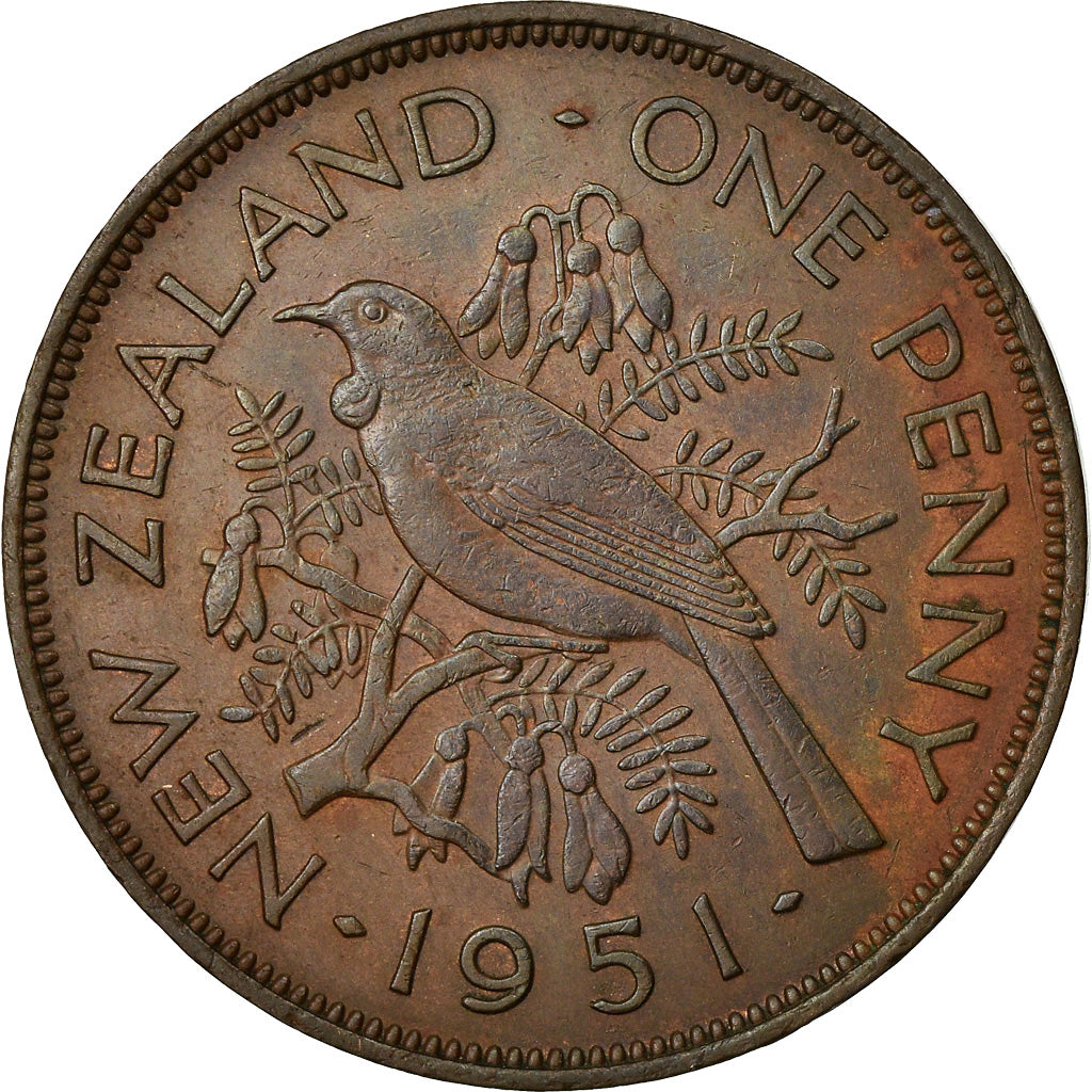 Munten, Nieuw Zeeland, George VI, Penny, 1951, ZF, Bronze, KM:21