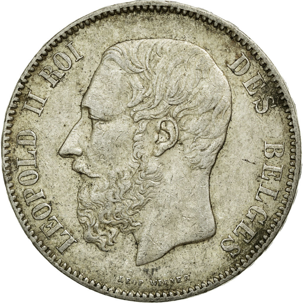 Coin, Belgium, Leopold II, 5 Francs, 5 Frank, 1869, EF(40-45), Silver, KM:24
