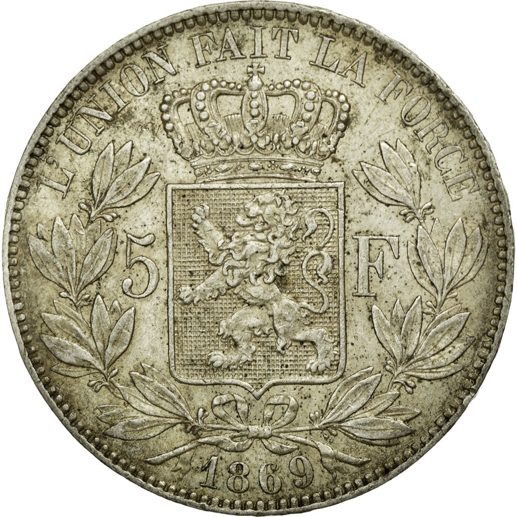Coin, Belgium, Leopold II, 5 Francs, 5 Frank, 1869, EF(40-45), Silver, KM:24
