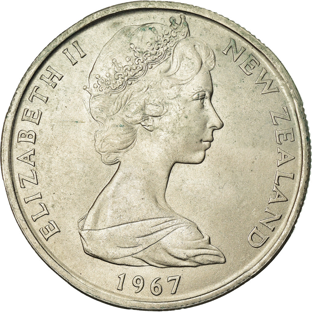 Moneta, Nowa Zelandia, Elizabeth II, 50 Cents, 1967, AU(55-58), Miedź-Nikiel