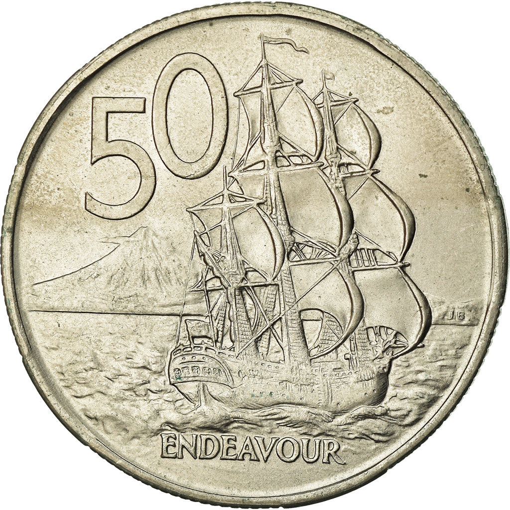 Moneta, Nowa Zelandia, Elizabeth II, 50 Cents, 1967, AU(55-58), Miedź-Nikiel