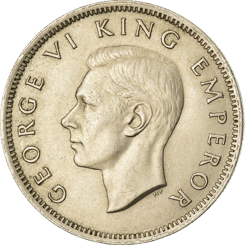 Moneta, Nowa Zelandia, George VI, Florin, 1947, EF(40-45), Miedź-Nikiel