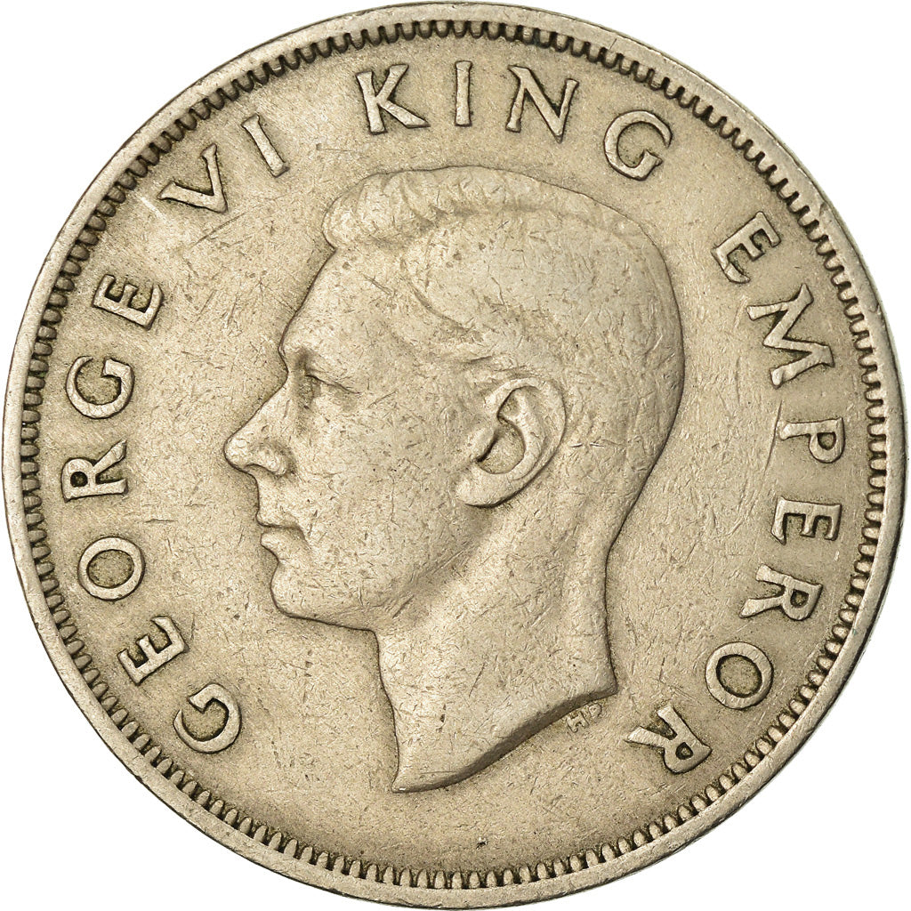 Munten, Nieuw Zeeland, George VI, 1/2 Crown, 1947, ZF, Copper-nickel, KM:11a
