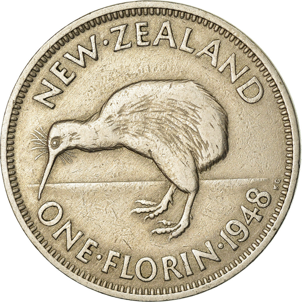 Munten, Nieuw Zeeland, George VI, Florin, 1948, ZF, Copper-nickel, KM:18