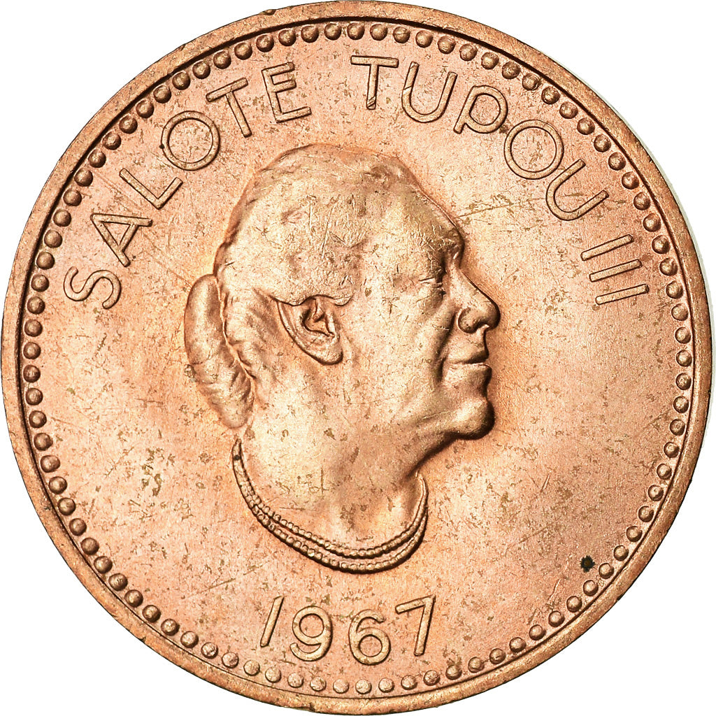 Moneda, Tonga, King Taufa'ahau Tupou IV, 2 Seniti, 1967, MBC, Bronce, KM:5