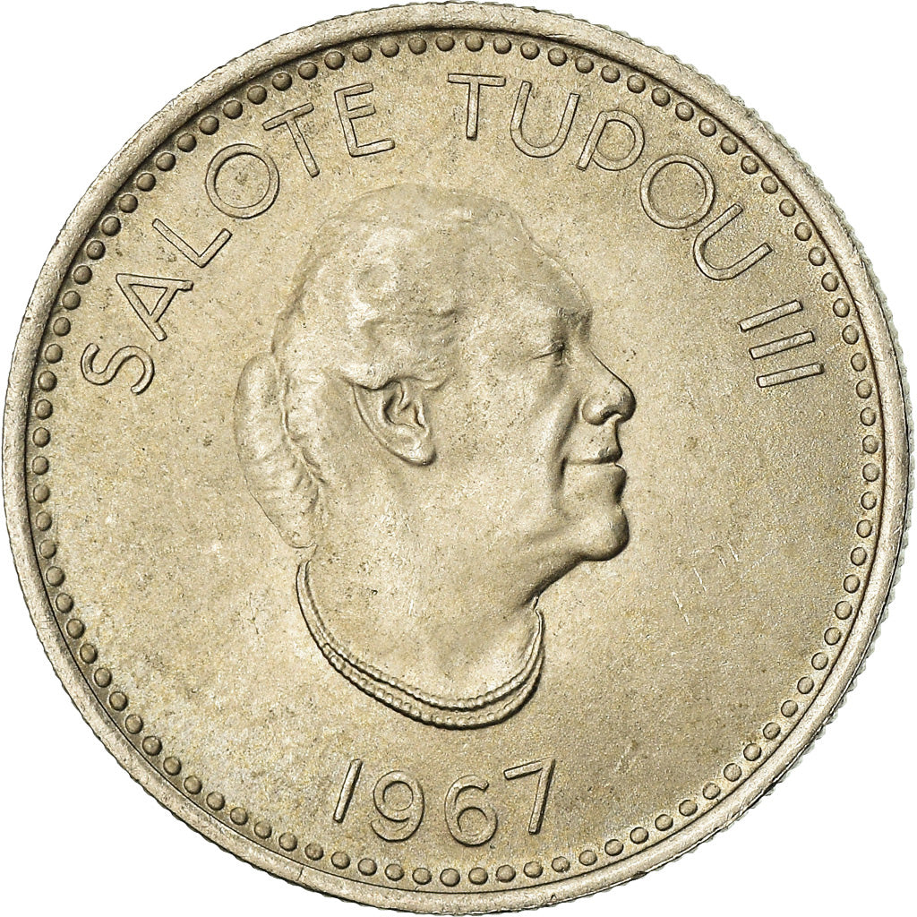 Moneta, Tonga, King Taufa'ahau Tupou IV, 5 Seniti, 1967, AU(55-58)