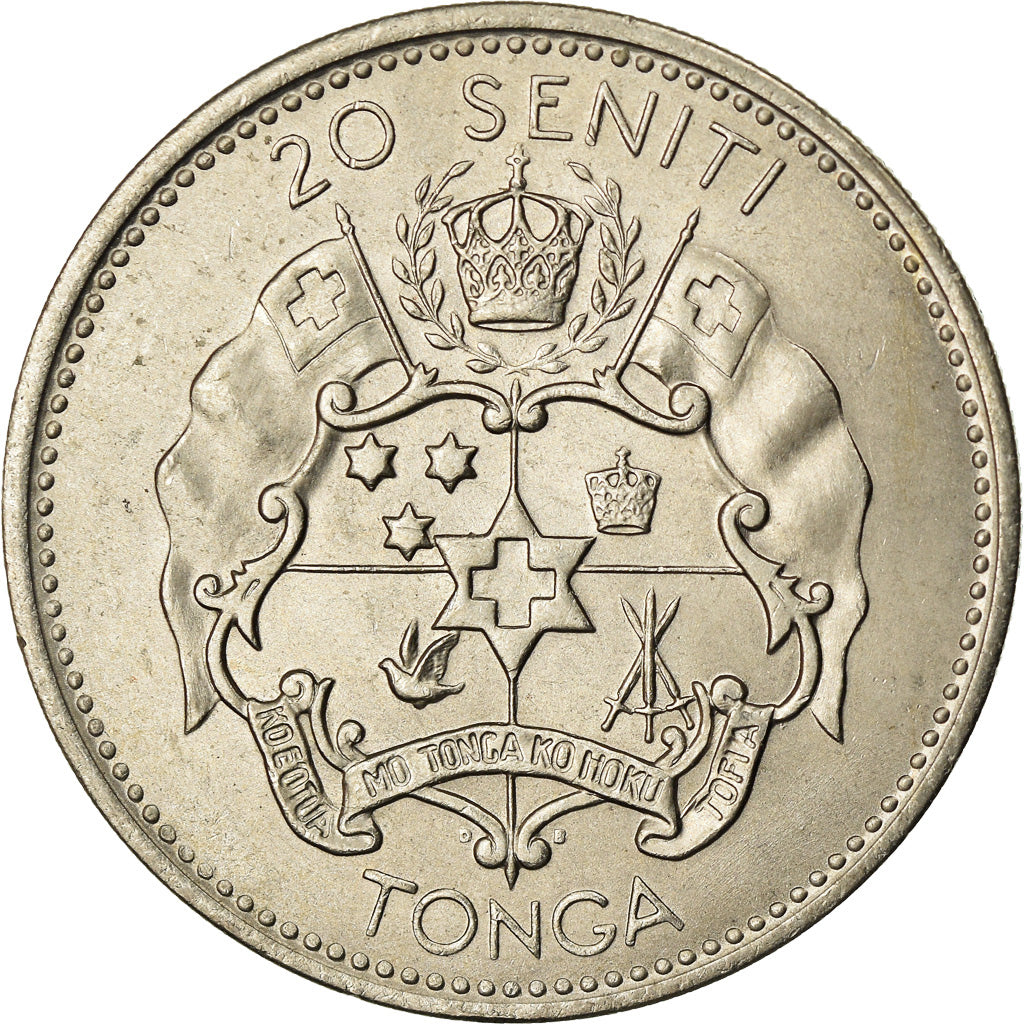 Monnaie, Tonga, King Taufa'ahau Tupou IV, 20 Seniti, 1967, SUP, Copper-nickel