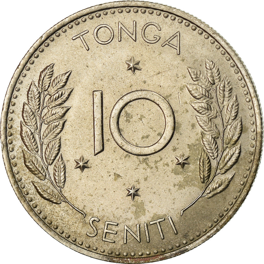 Coin, Tonga, King Taufa'ahau Tupou IV, 10 Seniti, 1968, EF(40-45)