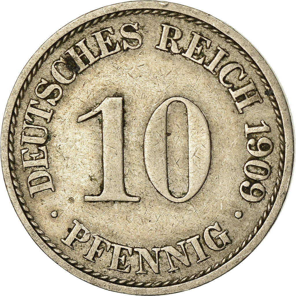 Moneta, GERMANIA - IMPERO, Wilhelm II, 10 Pfennig, 1909, Berlin, BB
