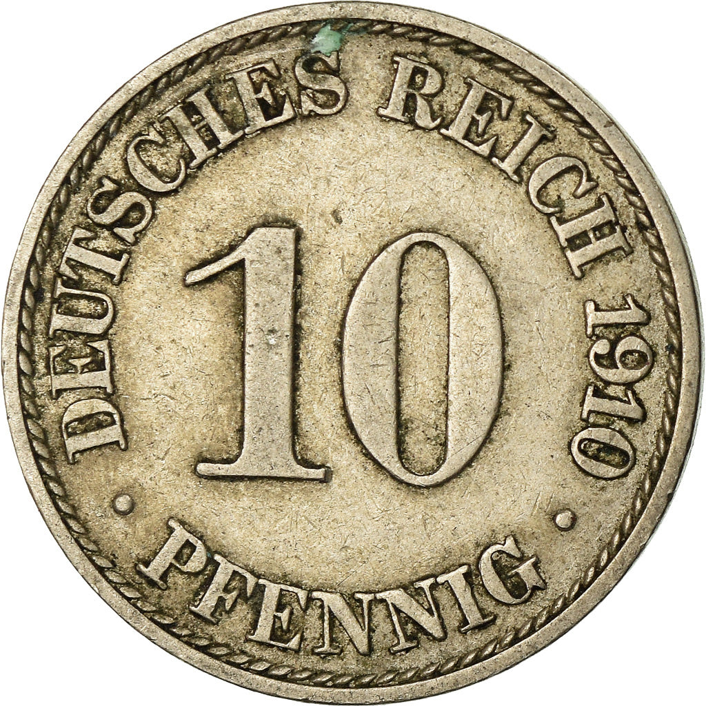 Moneda, ALEMANIA - IMPERIO, Wilhelm II, 10 Pfennig, 1910, Berlin, MBC, Cobre -
