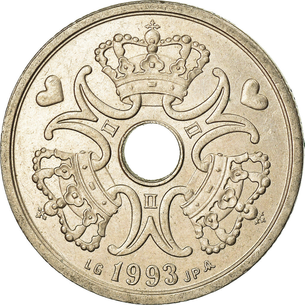 Moneta, Dania, Margrethe II, 2 Kroner, 1993, Copenhagen, AU(55-58)
