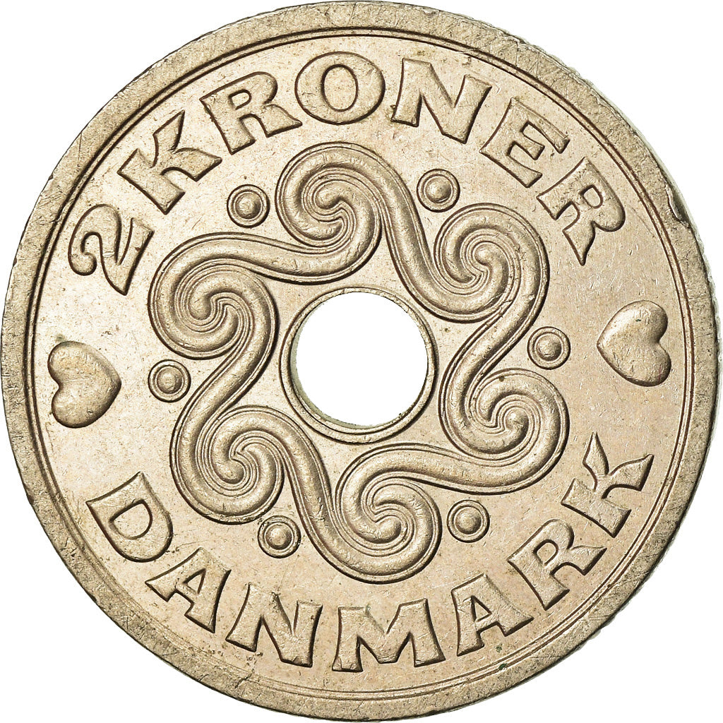 Moneta, Dania, Margrethe II, 2 Kroner, 1993, Copenhagen, AU(55-58)