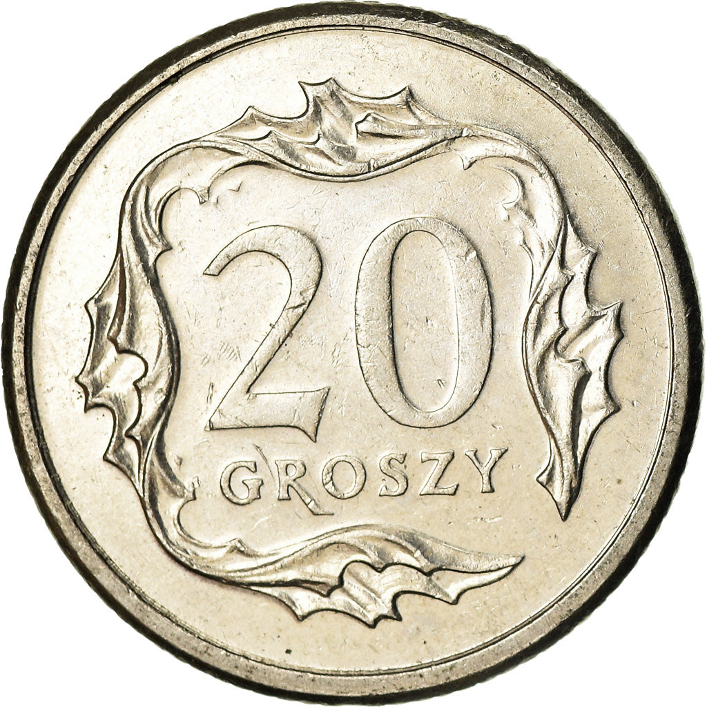 Coin, Poland, 20 Groszy, 2008, Warsaw, AU(55-58), Copper-nickel, KM:280