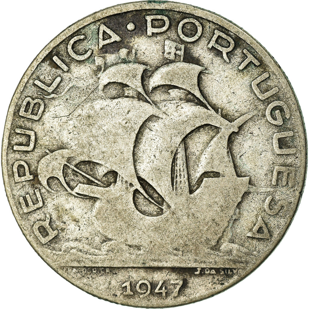 Coin, Portugal, 5 Escudos, 1947, F(12-15), Silver, KM:581