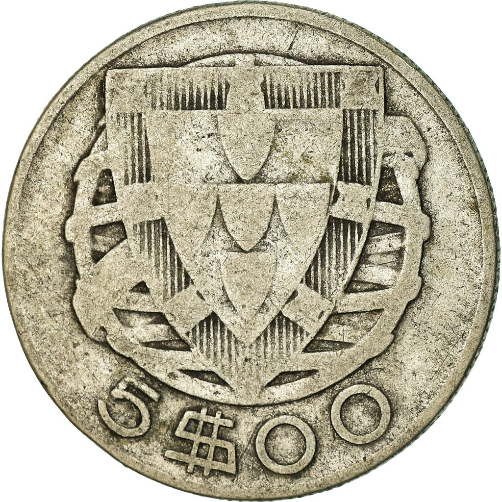 Coin, Portugal, 5 Escudos, 1947, F(12-15), Silver, KM:581