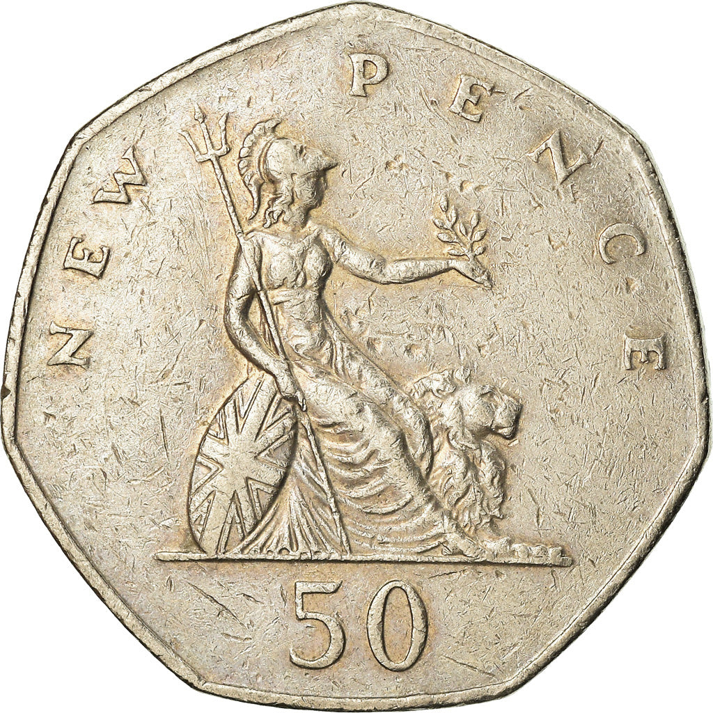 Moneta, Gran Bretagna, Elizabeth II, 50 New Pence, 1980, BB, Rame-nichel, KM:913