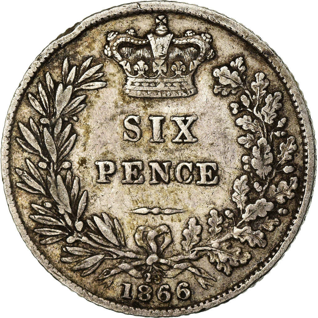 Coin, Great Britain, Victoria, 6 Pence, 1866, VF(30-35), Silver, KM:733.2