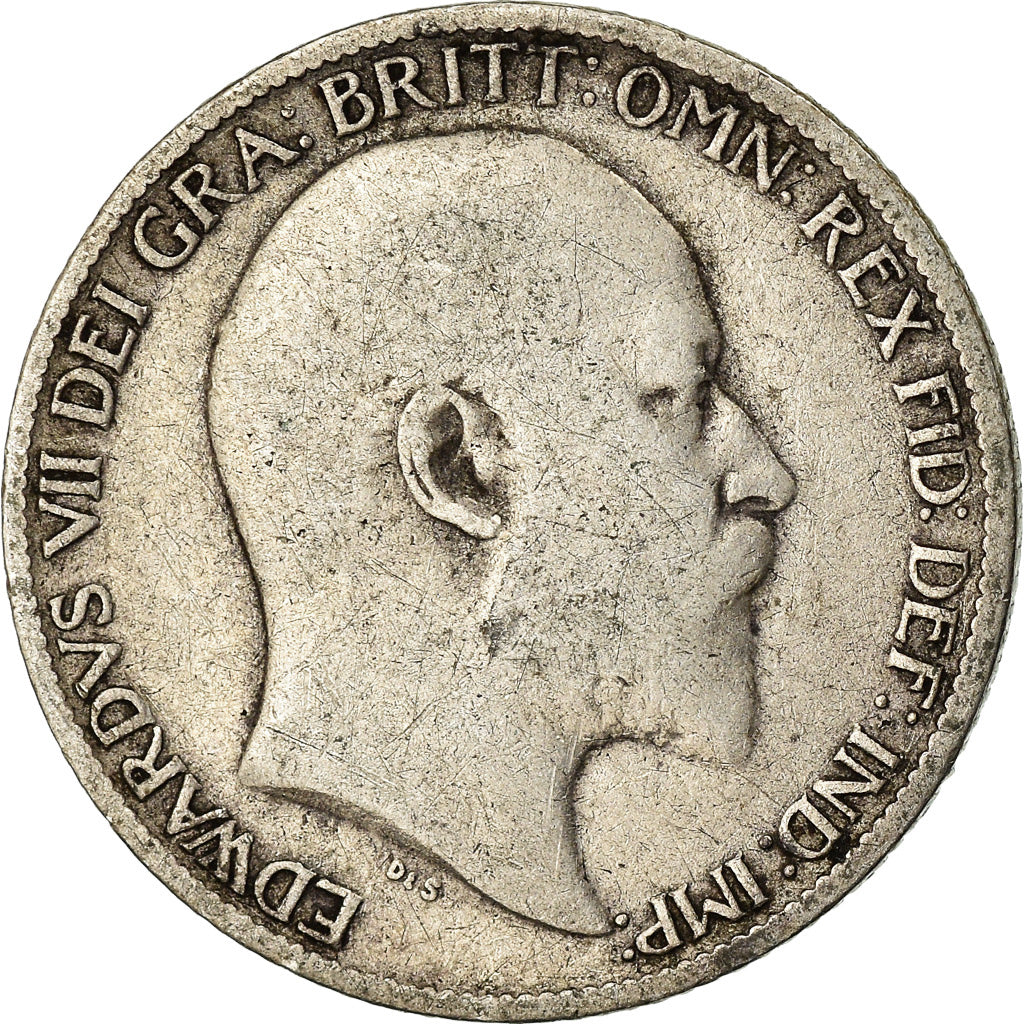 Coin, Great Britain, Edward VII, 6 Pence, 1902, F(12-15), Silver, KM:799