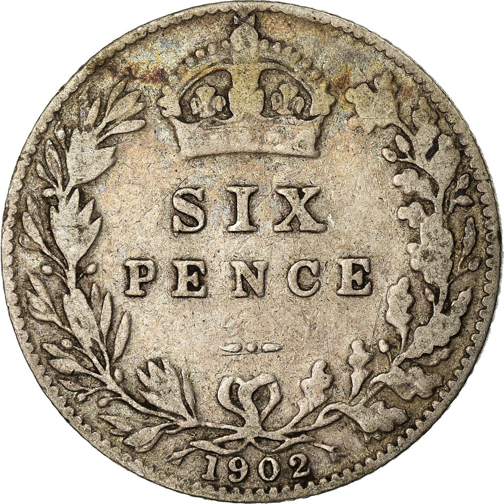Coin, Great Britain, Edward VII, 6 Pence, 1902, F(12-15), Silver, KM:799