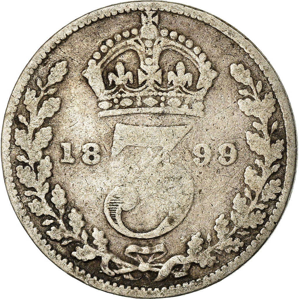 Coin, Great Britain, Victoria, 3 Pence, 1899, VF(20-25), Silver, KM:777